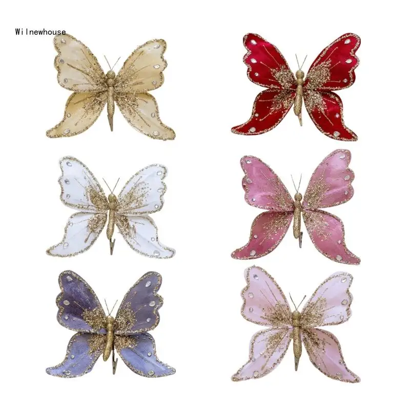 

Artificial Butterfly Clip for Jewelry Crafting Decorative Wedding Decoration Hanging Pendant Accessories for Christmas Dropship