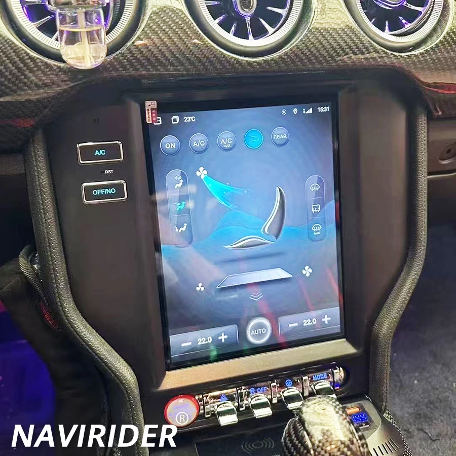 Для Ford Mustang 2013-2020 Автомобильный радиоприемник Android 15, сенсорный экран, GPS-навигация, стерео мультимедийный видеоплеер, 4G Carplay, головное устройство