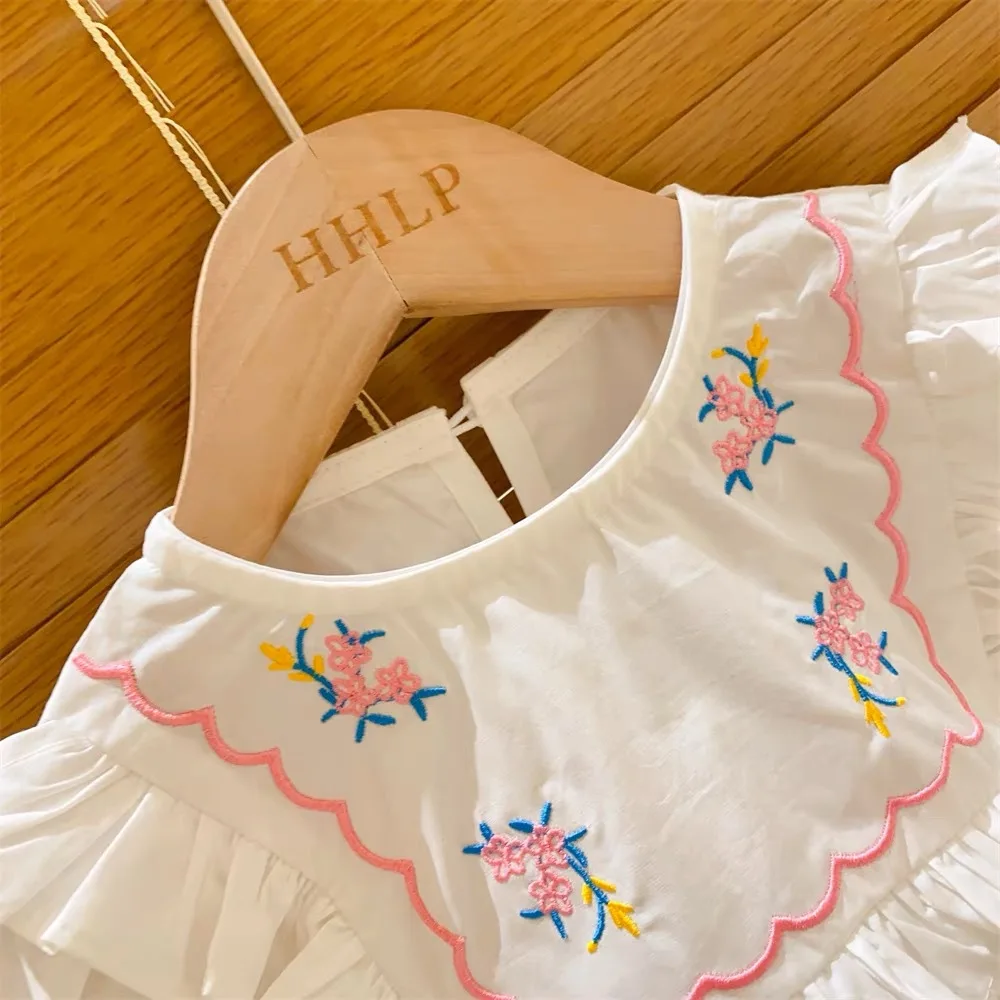 2023 spring autumn new fashion girls\' embroidered Long sleeve shirts Blouse + jeans Pants Clothing set 2PCS suits