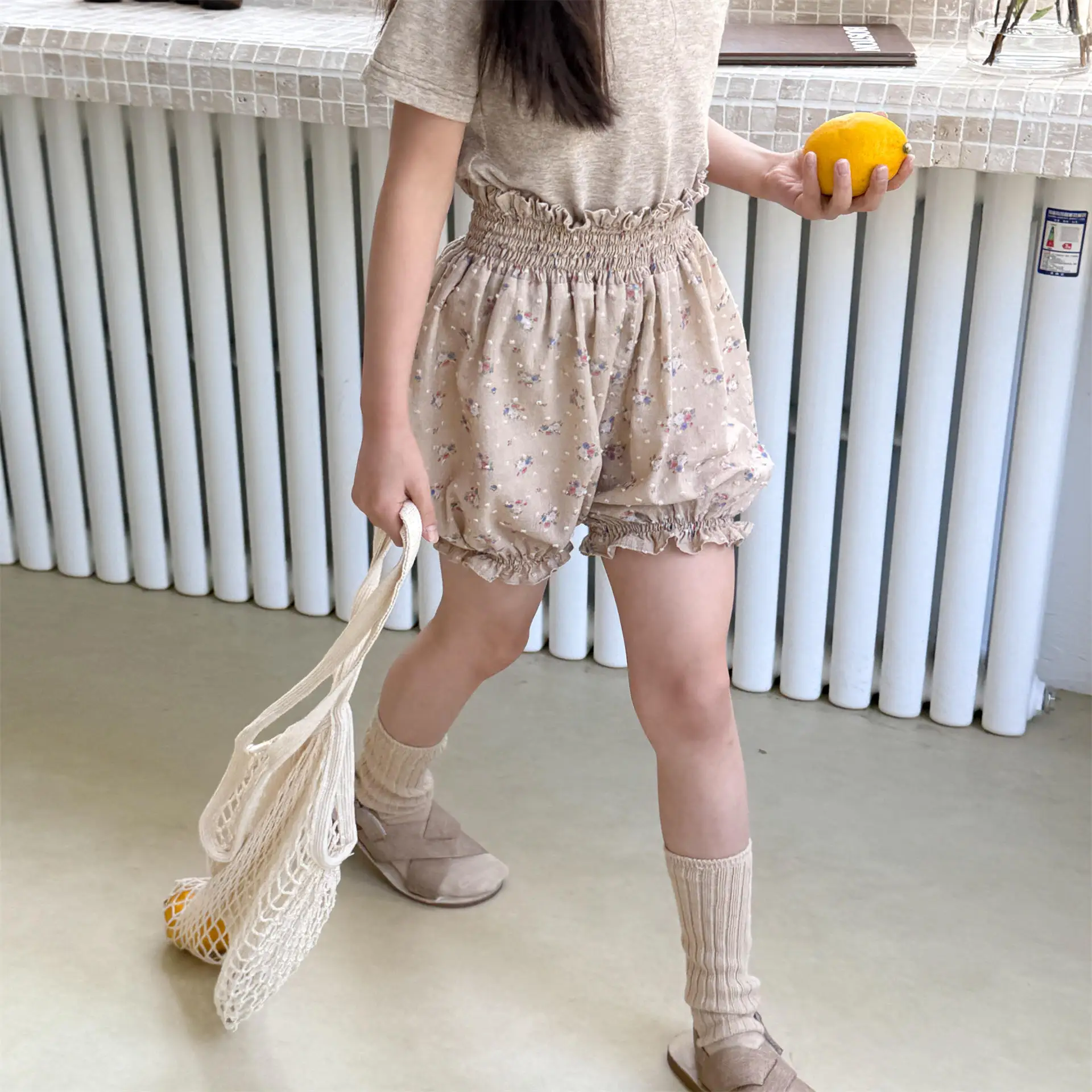 

2026 Summer New Children Loose Shorts Cute Floral Girls Flower Bud Pants Toddler Casual Shorts Cotton Kids Clothes