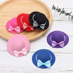 1/6PCS Mini Doll Hats for Clothes Costumes Small Animal Hats Bowknot Hat Summer Hat Doll Clothes Doll Accessories Mini Hats