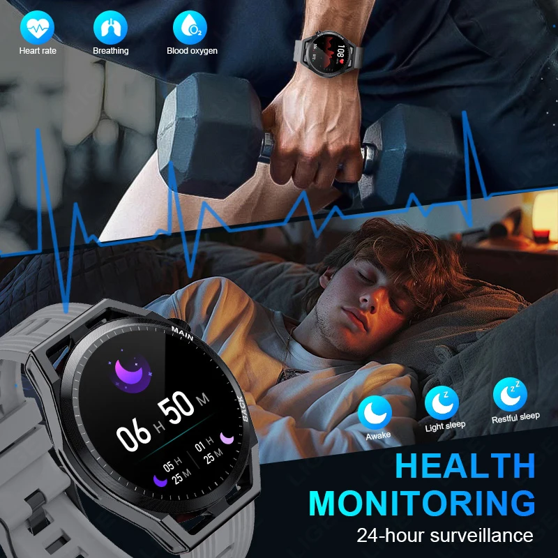 軍事アウトドアスポーツ NFC スマートウォッチメンズ 3ATM 防水心拍数フィットネスブレスレット Bluetooth 音声通話スマートウォッチ 2025