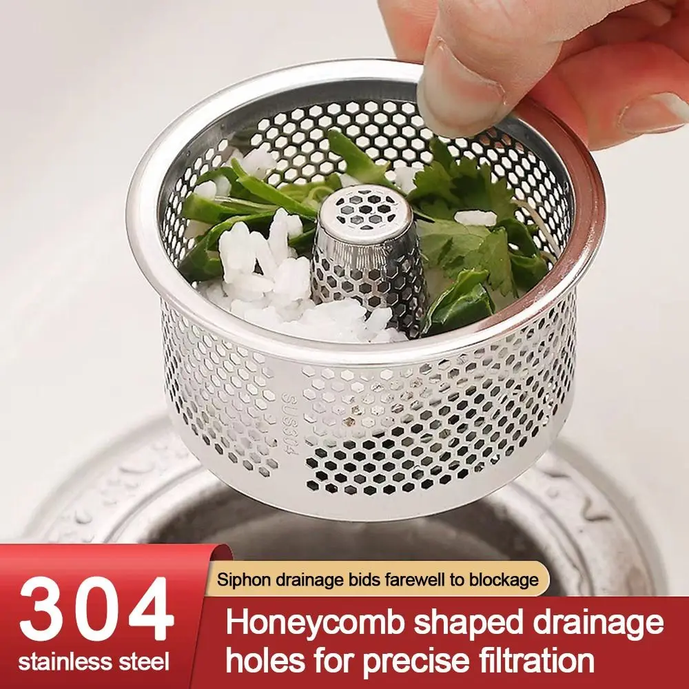 

Stainless Steel Sink Strainer Round Shape Hair Catcher Floor Waste Filter Net Anti-blocking Drain Stopper Mesh