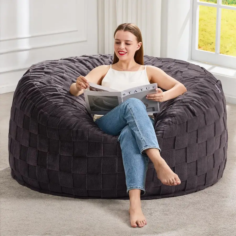 

Bean Bag Chairs Beanbag Chair with Filler Adult Bean Bags with Fluffy Cover, Giant Bean Bag Chairs for Adults for Living Room, B