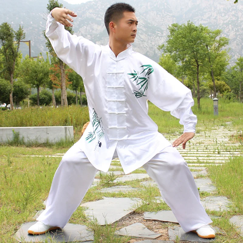 USHINE Traditional Chinese Clothing 7 Colors Long Sleeve Wushu TaiChi Men KungFu Uniform Tai Chi Uniforms Exercise Clothing