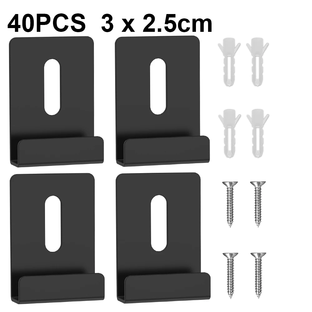 4 Stück Metall-Spiegelklemmen aus Edelstahl, schwarz, Spiegelhalter-Clips, Kanalspiegel-Clips-Kits für Spiegel, Werbetafel