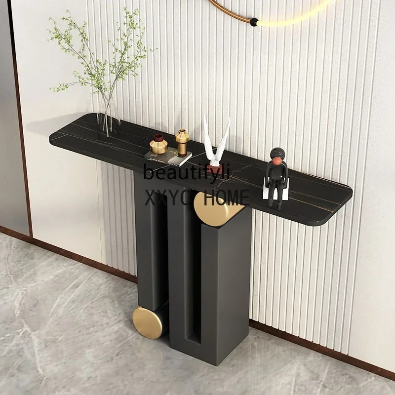 

zq Slightly Luxury Decoration Side View Table Living Room Villa Stone Plate Entrance Cabinet Narrow a Long Narrow Table Altar