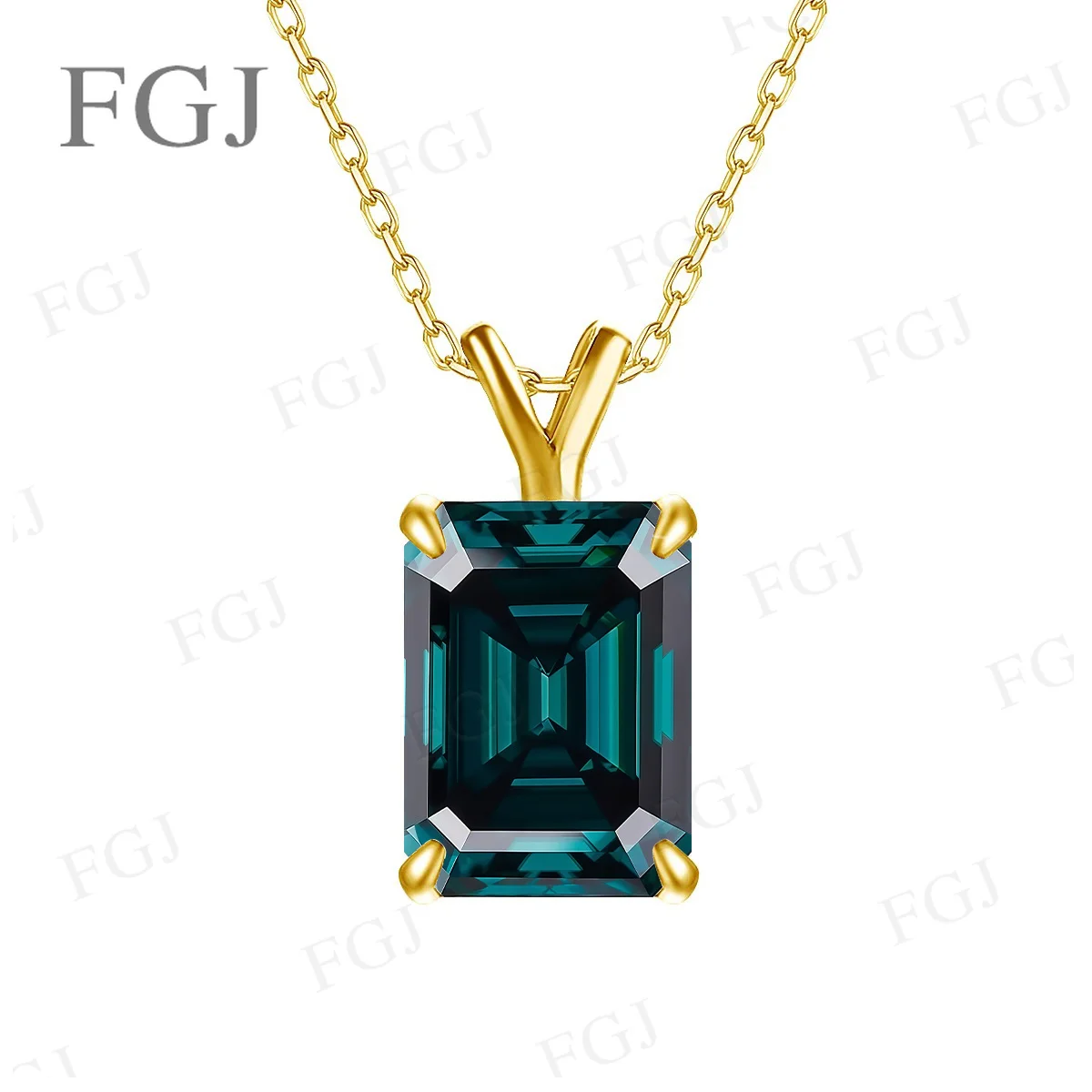 4CT Smaragdschliff Moissanit-Anhänger-Halskette für Damen, 925er Sterlingsilber mit 18K Goldplattierung, edler Schmuck, Hochzeitsgeschenk – Detail 13