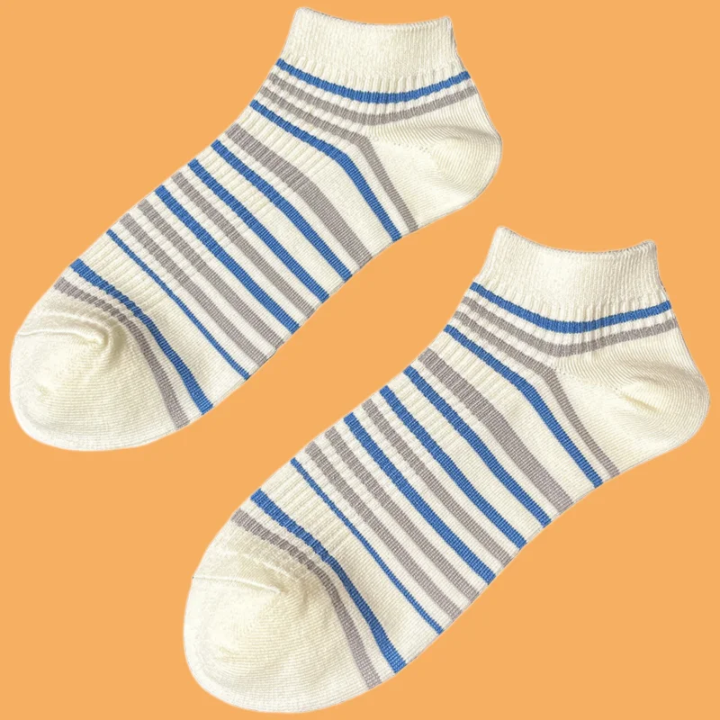 2024 New 1/3 Pairs Summer Thin Breathable Low-top Striped Cotton Socks Short Socks Men's Deodorant Sweat-absorbent Men's Socks