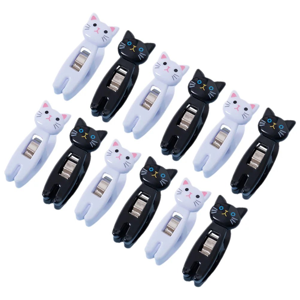 12 pcs Cute Memo Clips Cat Note Clips Multi-functional Plastic Clips Windproof Clothes Clips cute photo clips