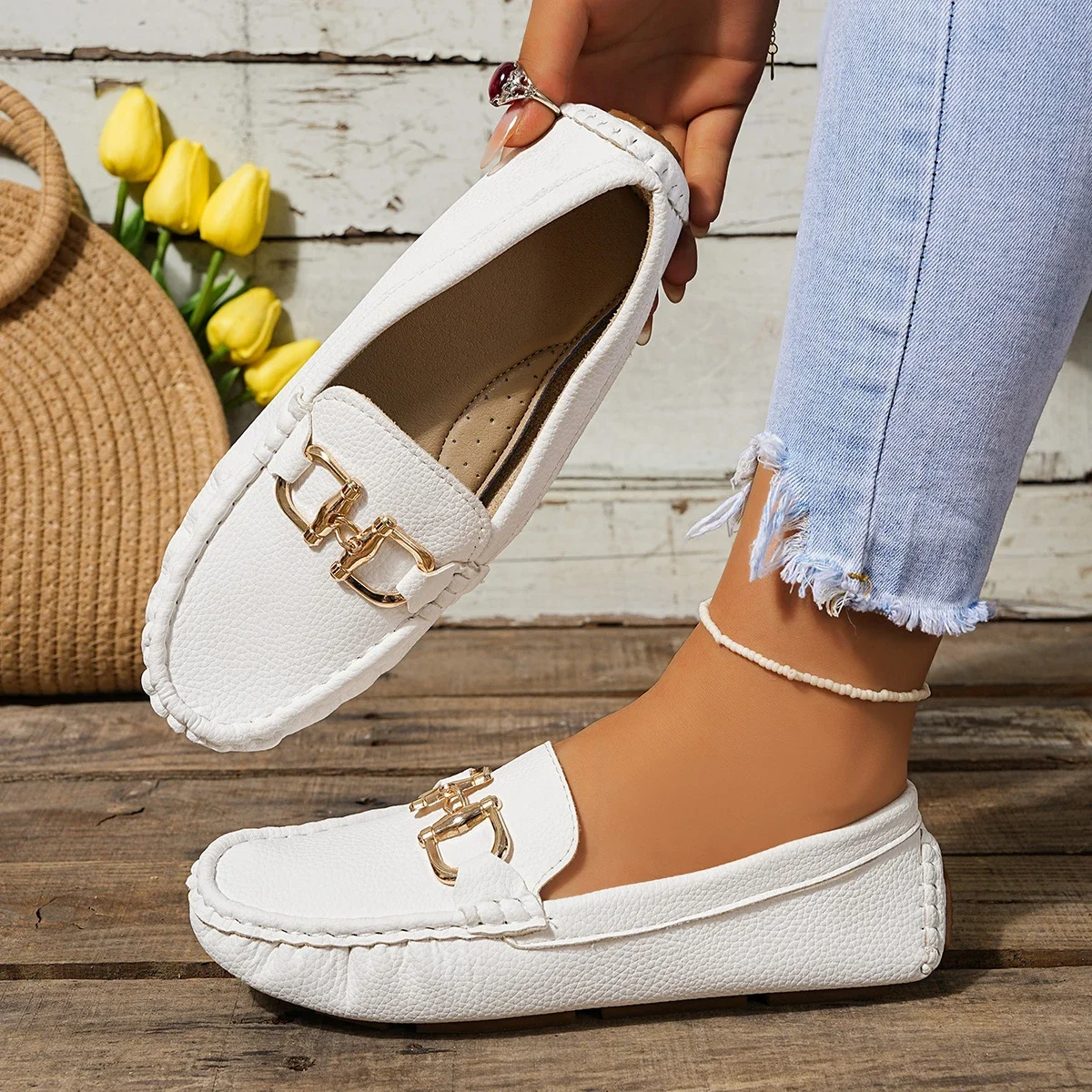 

Spring Autumn Women Flats Slip on Mary Jane Shoes Women 2025 New Fashion Sneakers Women Round Toe Solid Soft Sole Flat Loafers