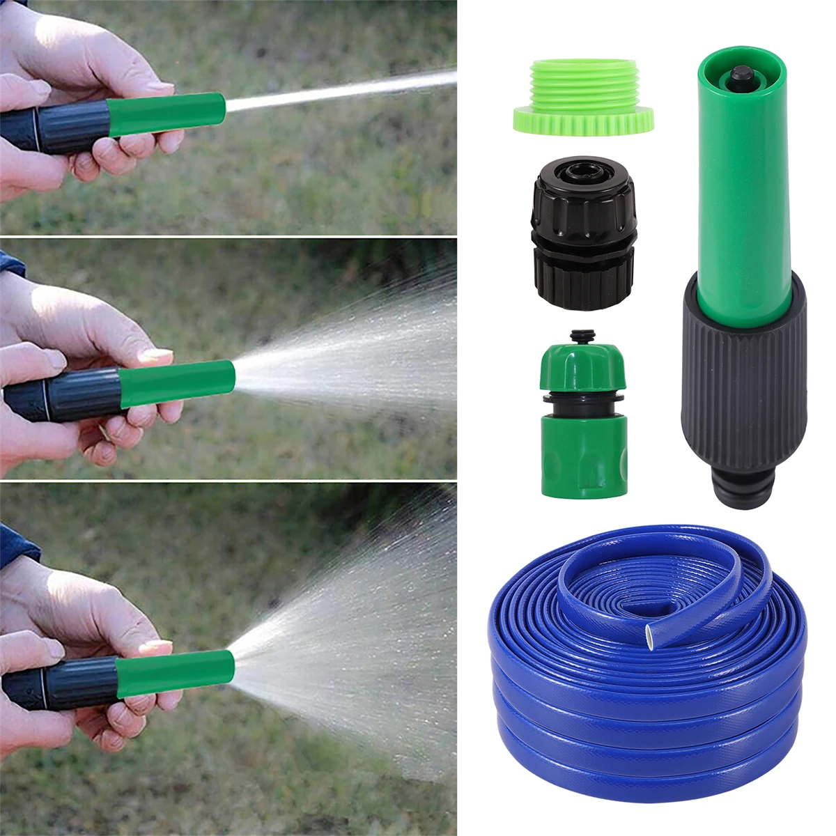 

5m 10m 3-Functions Direct Spray Water Gun Kit Landscape Horticulture Watering Device Hand Held Straight Handle Spray Gun 1Set