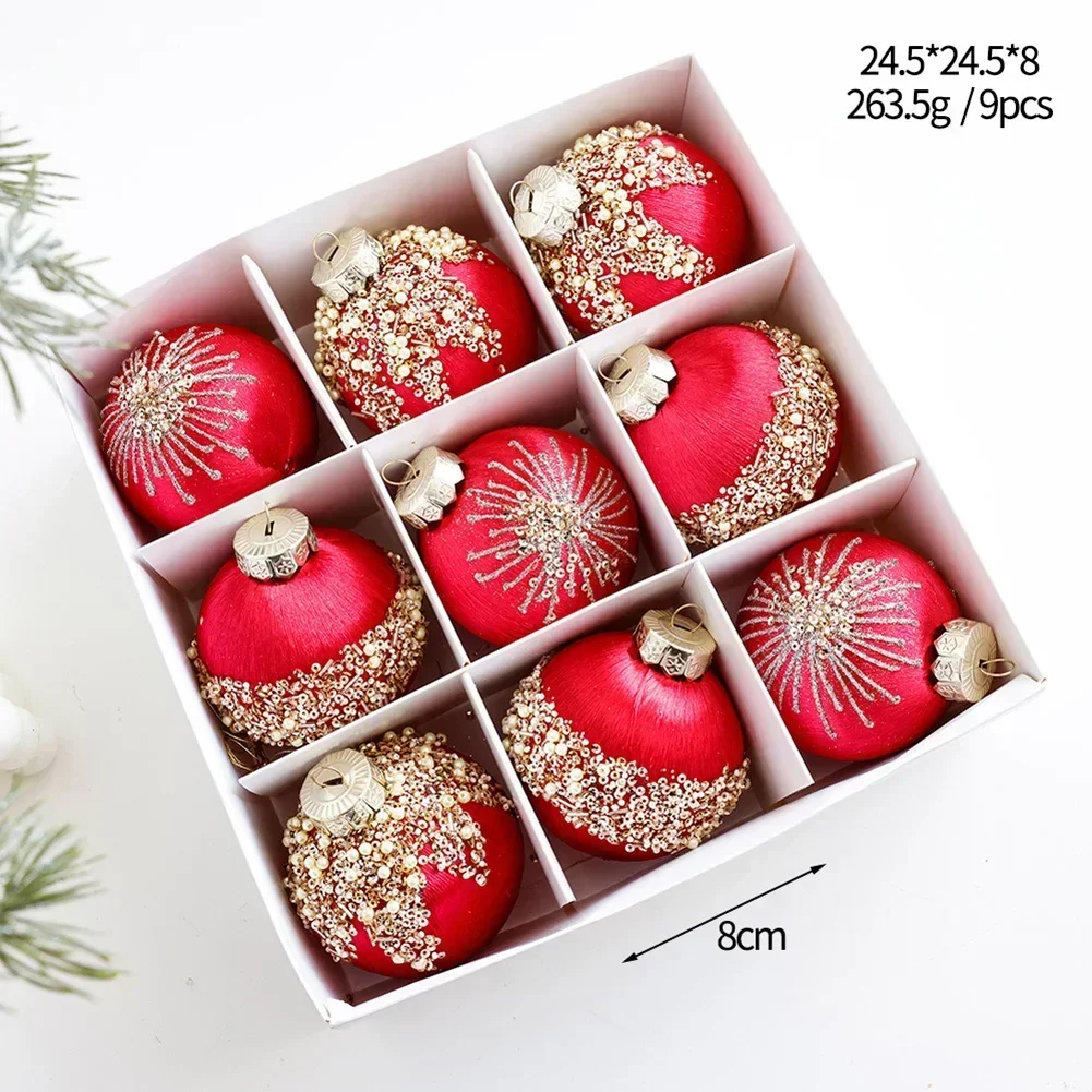 8CM 9PCS Small Size Glass Christmas Ball Ornaments Champagne Christmas Tree Party Decoration New Year Christmas Spheres Pendant