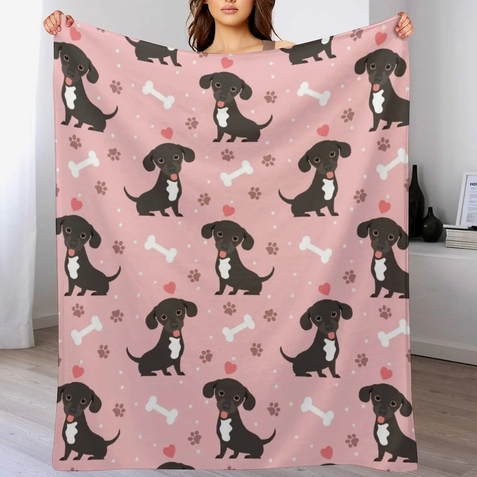 

LOVE Black and White Chiweenie dachshund chihuahua mix Throw Blanket Decorative Sofas Luxury Designer Blankets