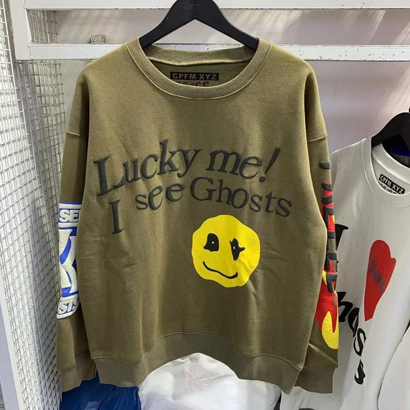 

High Quality Puff Print CPFM Kids See Ghosts Sweatshirts Men Women FREEEE Men Kanye West Crewneck Hippie Clothes