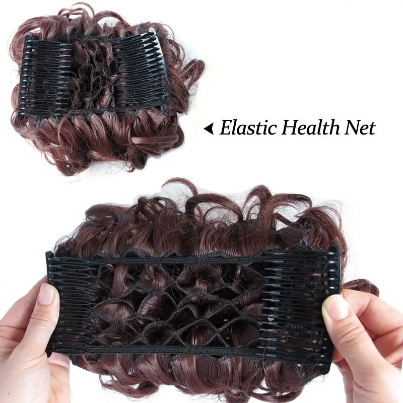 Syntetyczny kręcony roztrzepany kok z grzebieniami Scrunchie Chignon Dish Hair Bun Extension Clip in Hair Bun Hairpiece dla kobiet dziewcząt