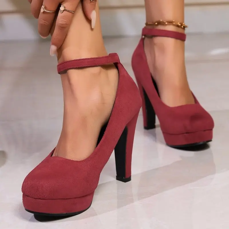 

2024 NEW Woman Pumps Autumn Thick Heel Shoes High-heeled Shoes Female The Trend of Ultra High Heels Female Shoes Plus Size 42 41