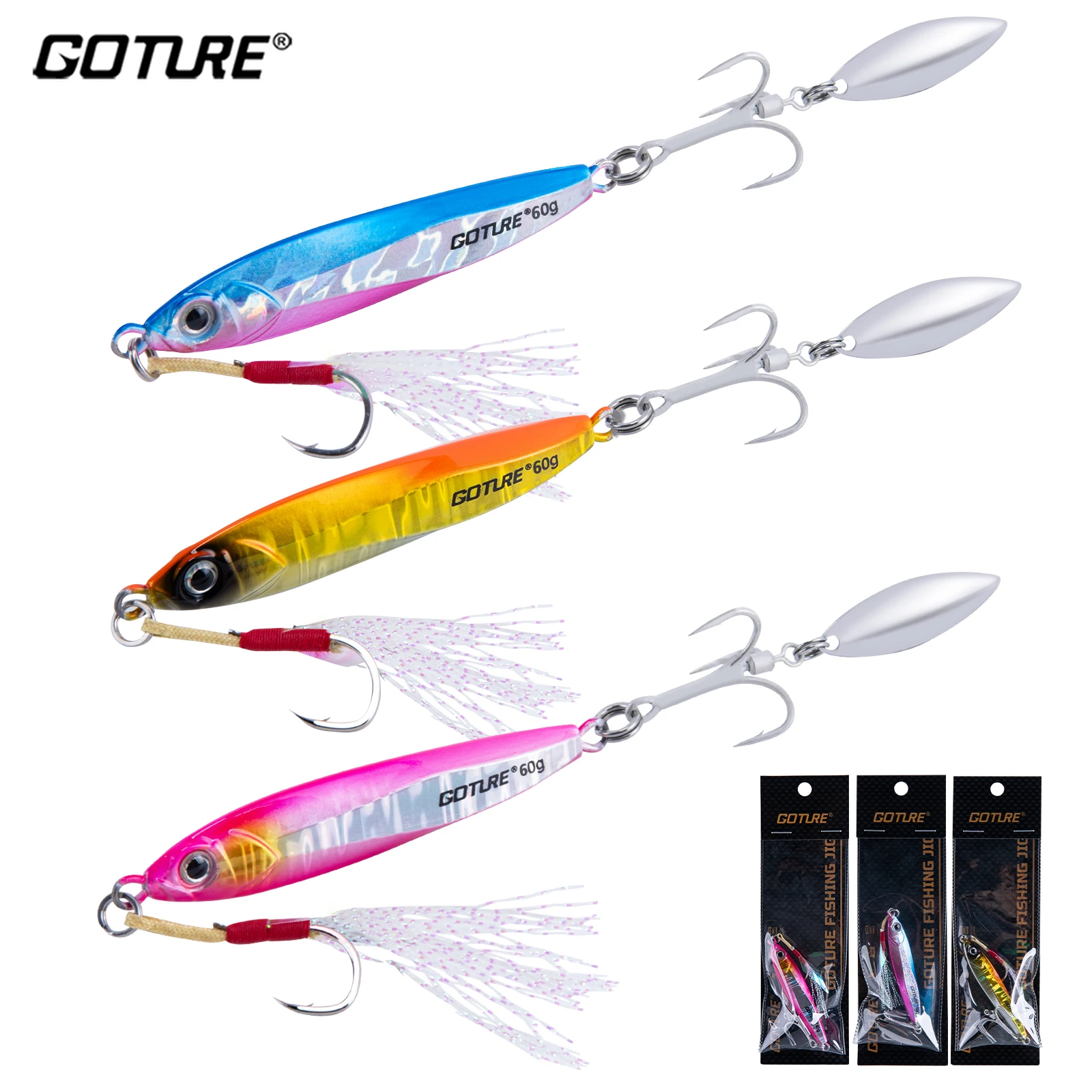 Goture Isca Jig Metálica 40g 60g Pesca Costeira