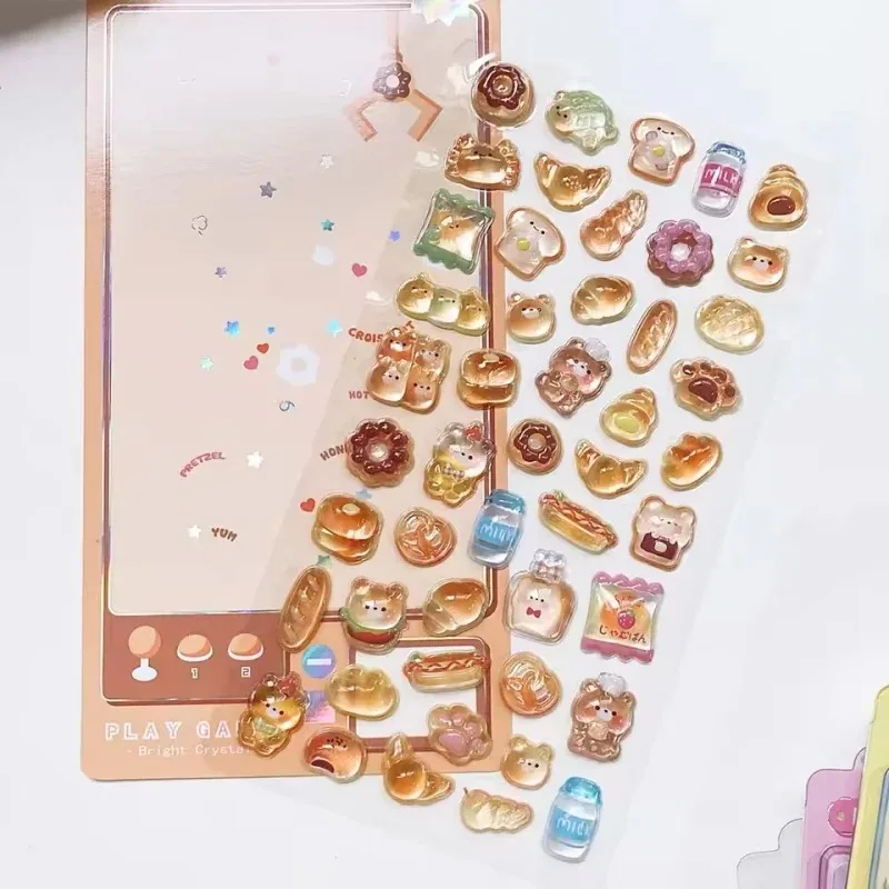 3D Relief Jelly Stickers Cartoon Animal Sticker Candy Ghost Rabbit Aesthetic Stickers DIY Phone Case Diary Stationery Sticker