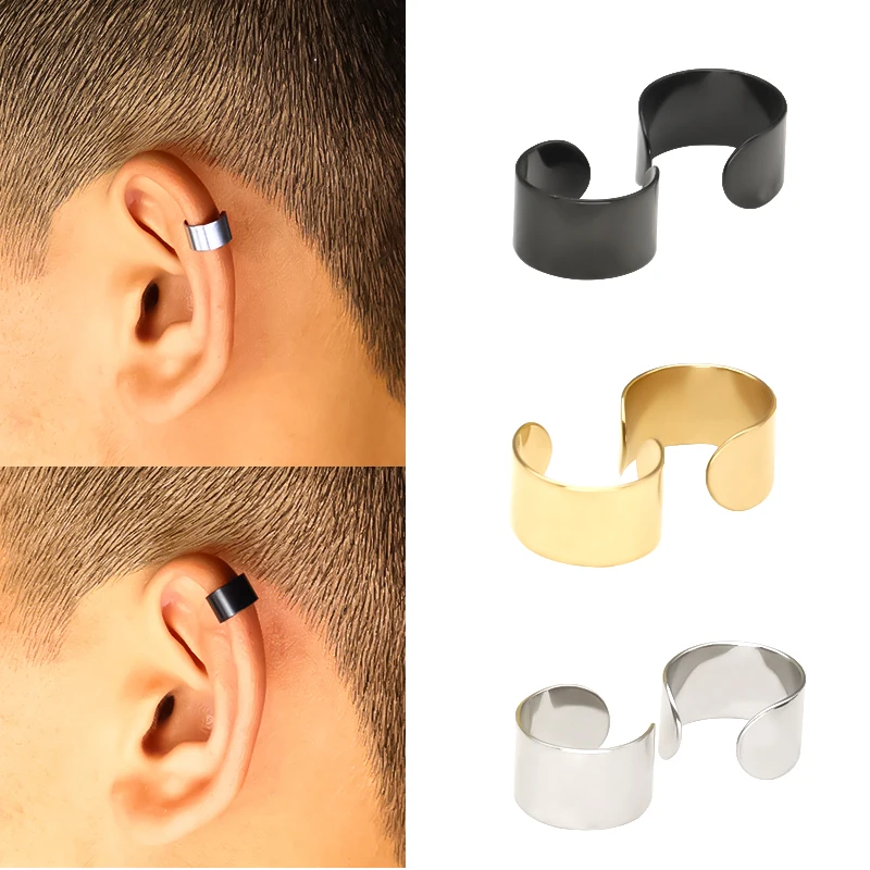 

1 Pair Fashion Simple Classic Geometry CC Earrings Stainless Steel Ear Cuffs Men Women's Clips Earrings 2024 Trendy