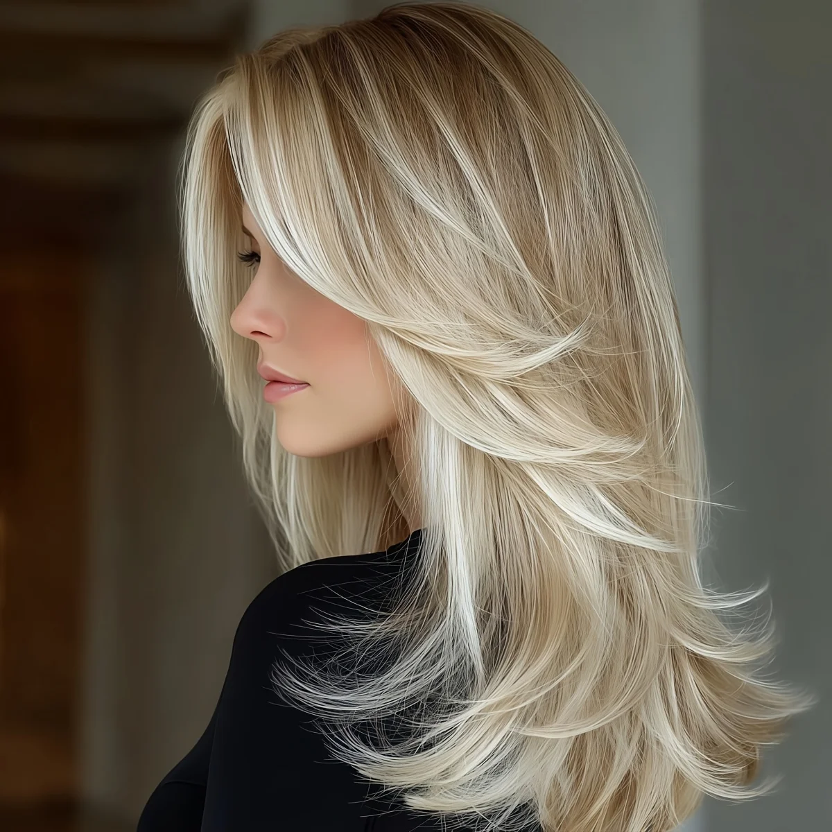 22-inch light golden women's synthetic wig with realistic natural straight hair, suitable for daily wear and party occasions