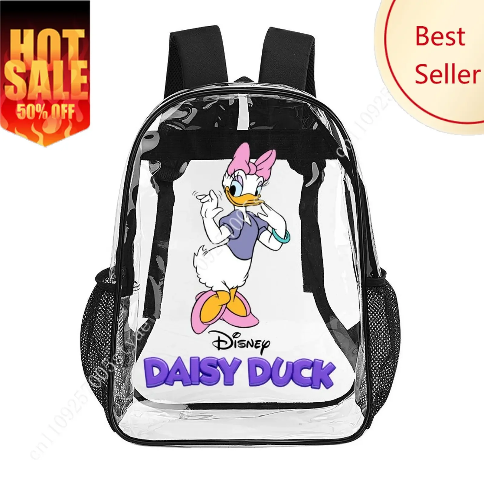 

Daisy Duck Transparent Backpack Disney Cartoon Decorative Bag Design Your Photos Logos Text Customized Party Holiday Gifts