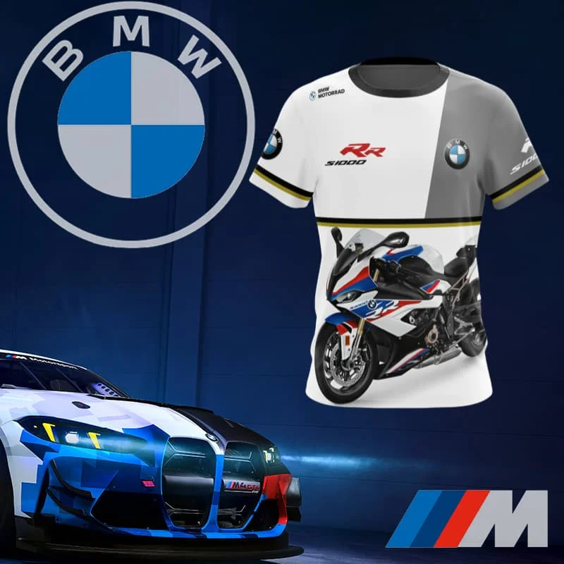 

BMW MOTORRAD RRS1000 Быстросохнущая футболка для улицы Высокое качество Спортивная велосипедная футболка с коротким рукавом Свободная повседневная футболка премиум-класса Moto