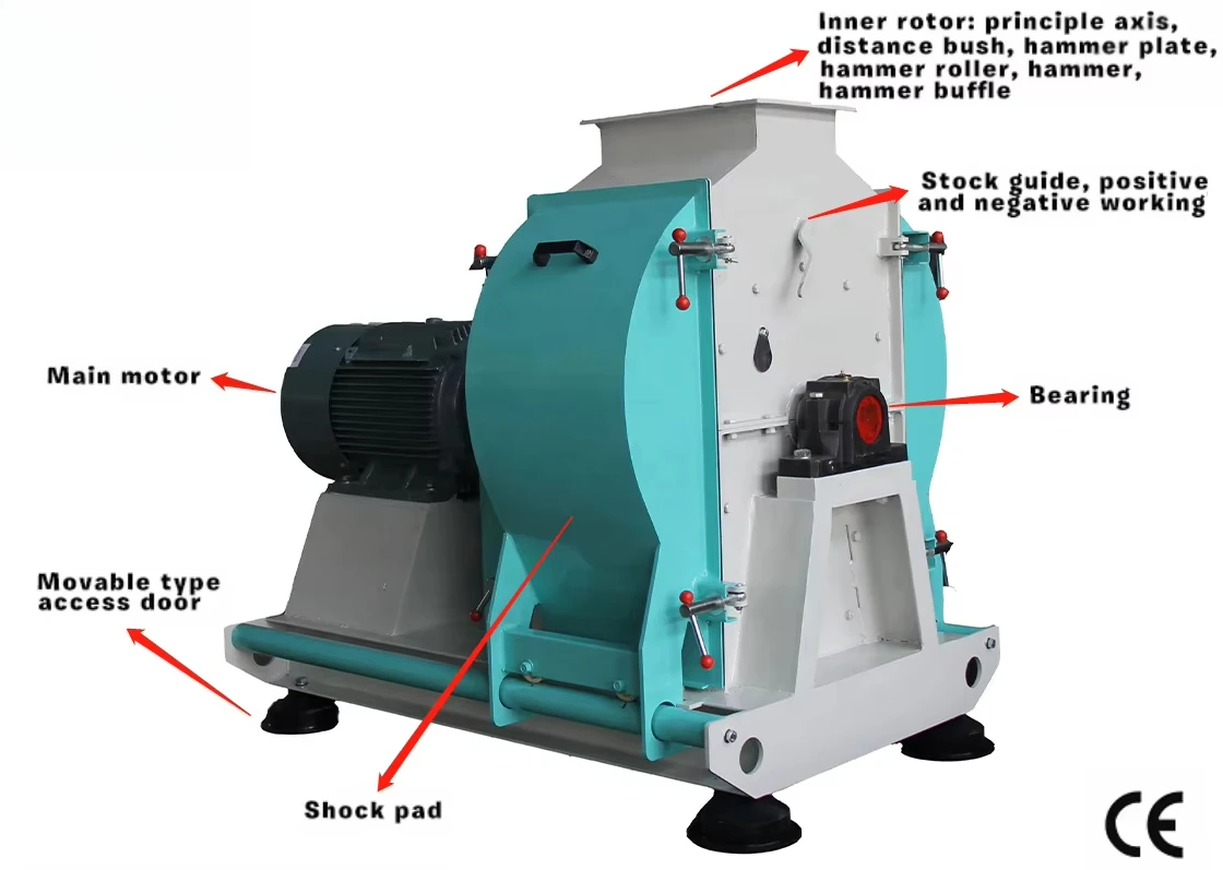 Woodworking Machinery Fine Wood Powder Grinder Wood Crusher Machine