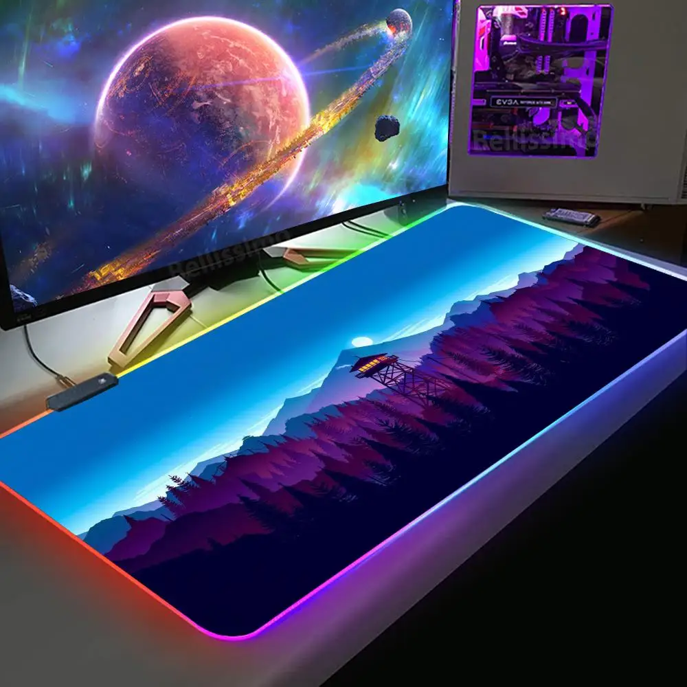 

Forest Fire watch Firewatch Mouse Pad RGB Pc Gamer Keyboard LED Glowing mause pad Mats Rubber Cute Cartoon Gaming Computer csgo