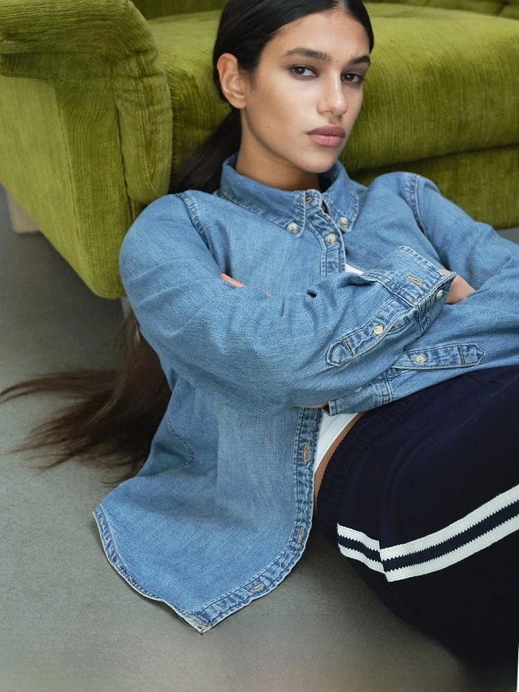 

Новый весенний женский джинсовый повседневный длинный хлопковый кардиган на пуговицах H & M 3683, обычный тонкий открытый кардиган Sle