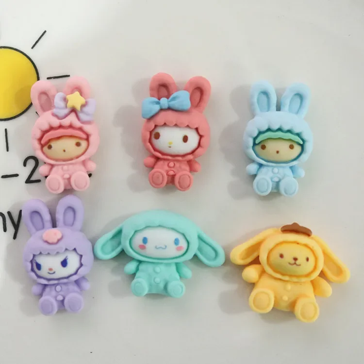 5pcs miniso series cute sanrio cartoon resin flatback cabochons diy crafts materials jewelry making charms