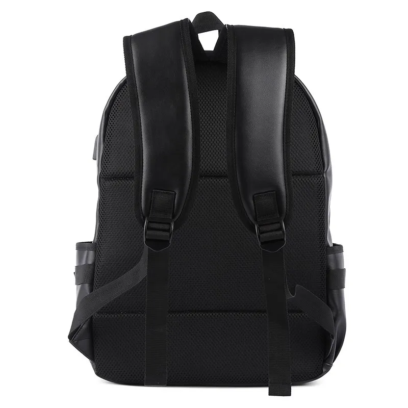 2023 Fashion Leather Men Backpack Waterproof fit 14 inch Laptop Backpacks with USB for Teenager Travel bags Sport Male Mochila