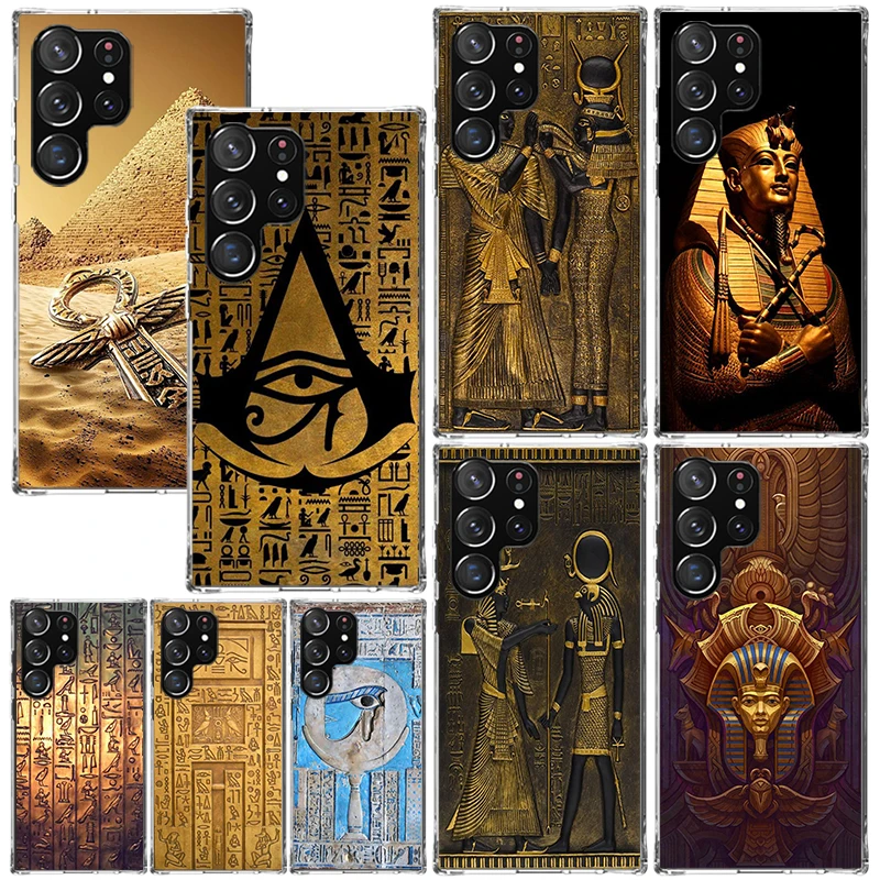 Egypt Nefertiti Anubis Ankh Pharaoh Phone Case For Samsung Galaxy S26 S25 Edge S24 FE S23 S22 Ultra S21 Plus S20 + Art Fundas Ba