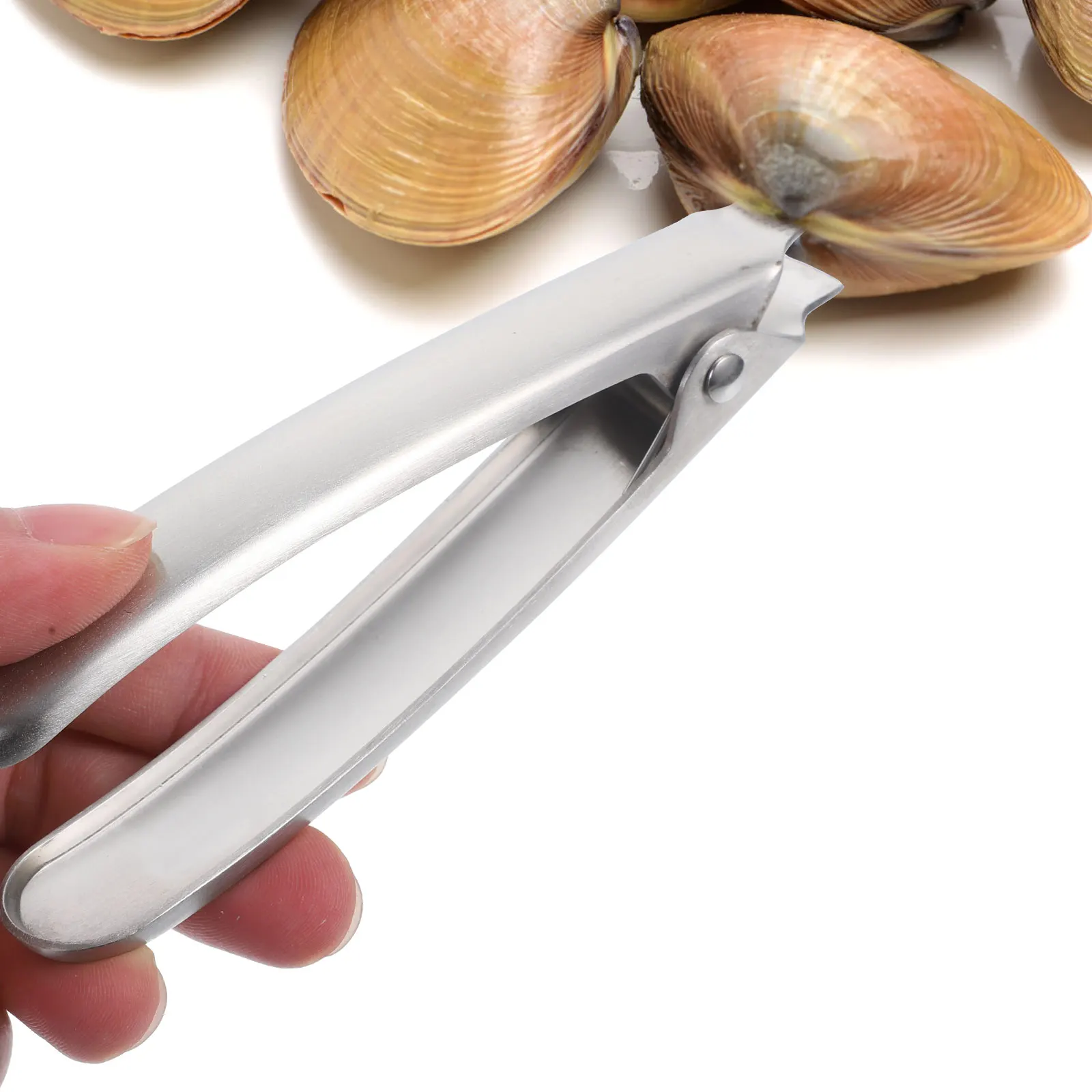 

Stainless Steel Clam Opener Seafood Tools Oyster Shucker Kitchen Gadget Practical Clamp Hook Tongs Opener Beer Bottle