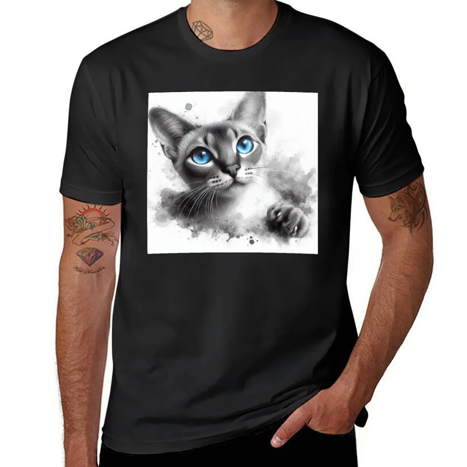 Blue Eyes Cat 3 T-Shirt cute tops heavyweights boys animal print t shirts for men pack