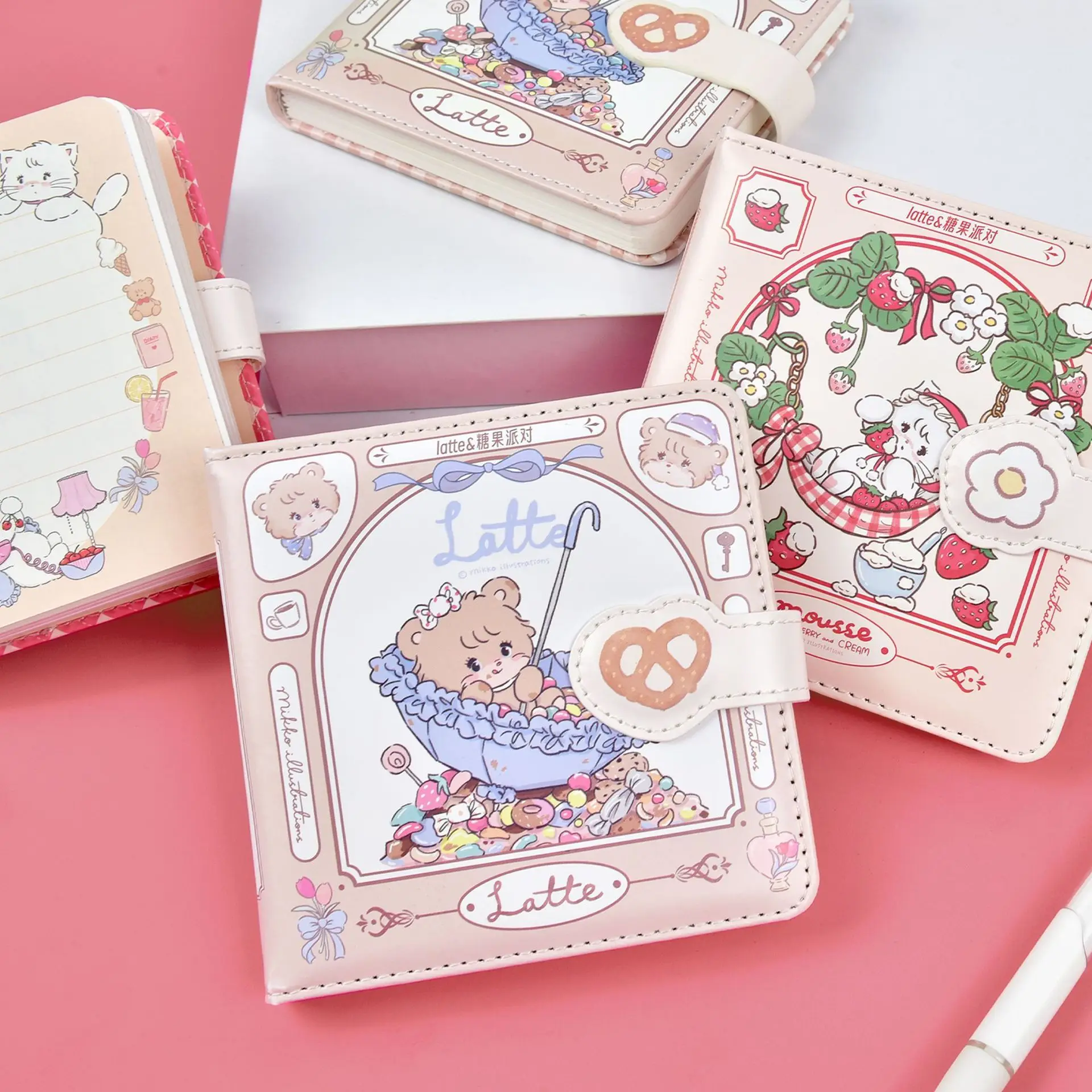 

New Kawaii Mikko Magnetic Buckle Notebook Retro Leather Handbooks Anime Cartoon Cute Inner Page Diary Girls Birthday Gifts Toys