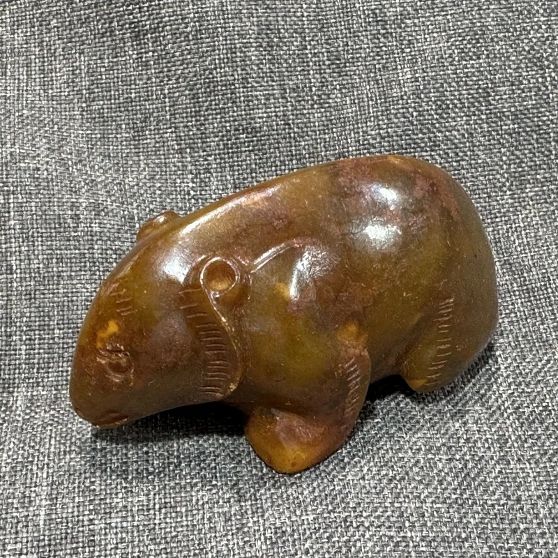 

Antique Xiuyu Old Jade Mouse Statue Hand-Carved Jade Handle Piece Chinese Collectible Decoration Auspicious ornament