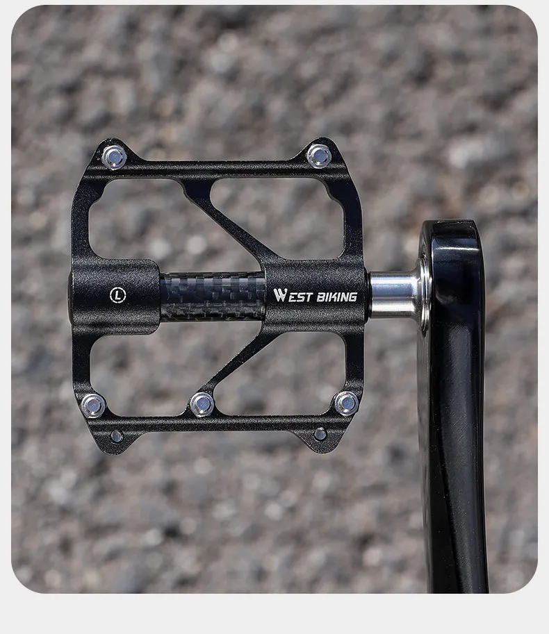 WEST BIKING Carbonfaser-Pedal Rennrad-Pedal 3-Lager Titanlegierung Achspedal MTB Fahrradpedal Fahrradzubehör – Detail 9