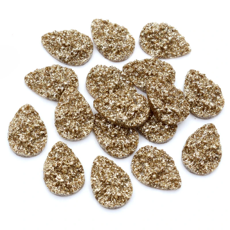 New Fashion 40pcs 10x14mm 13x18mm Drop Style Flatback Druzy Resin Cabochons for Necklace Earrings DIY Jewelry Making Findings