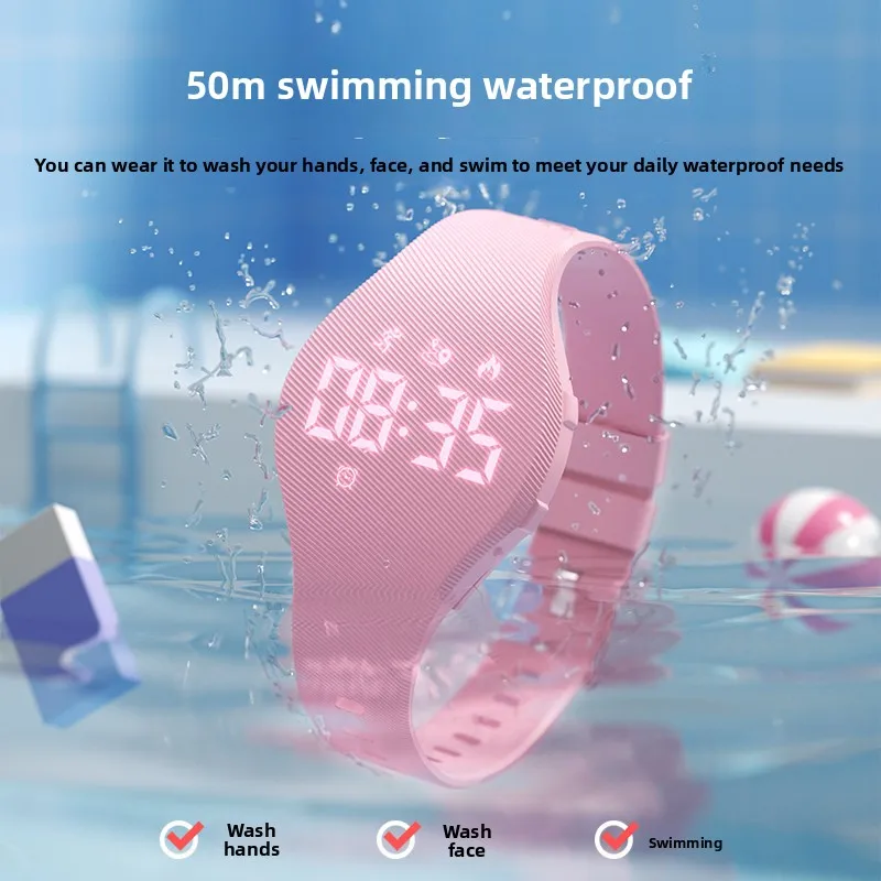 2026 New LED Sports Watch for Women Night Running Silent Alarm Calorie Tracker Waterproof Swimming Fitness Tracker Korean Style