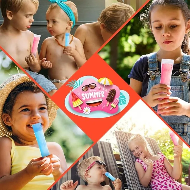 50/100 Stück Einweg-Eisformbeutel BPA-frei mit Reißverschluss & Trichter für Sommer-DIY-Snacks, Joghurt, Saft – Detail 4