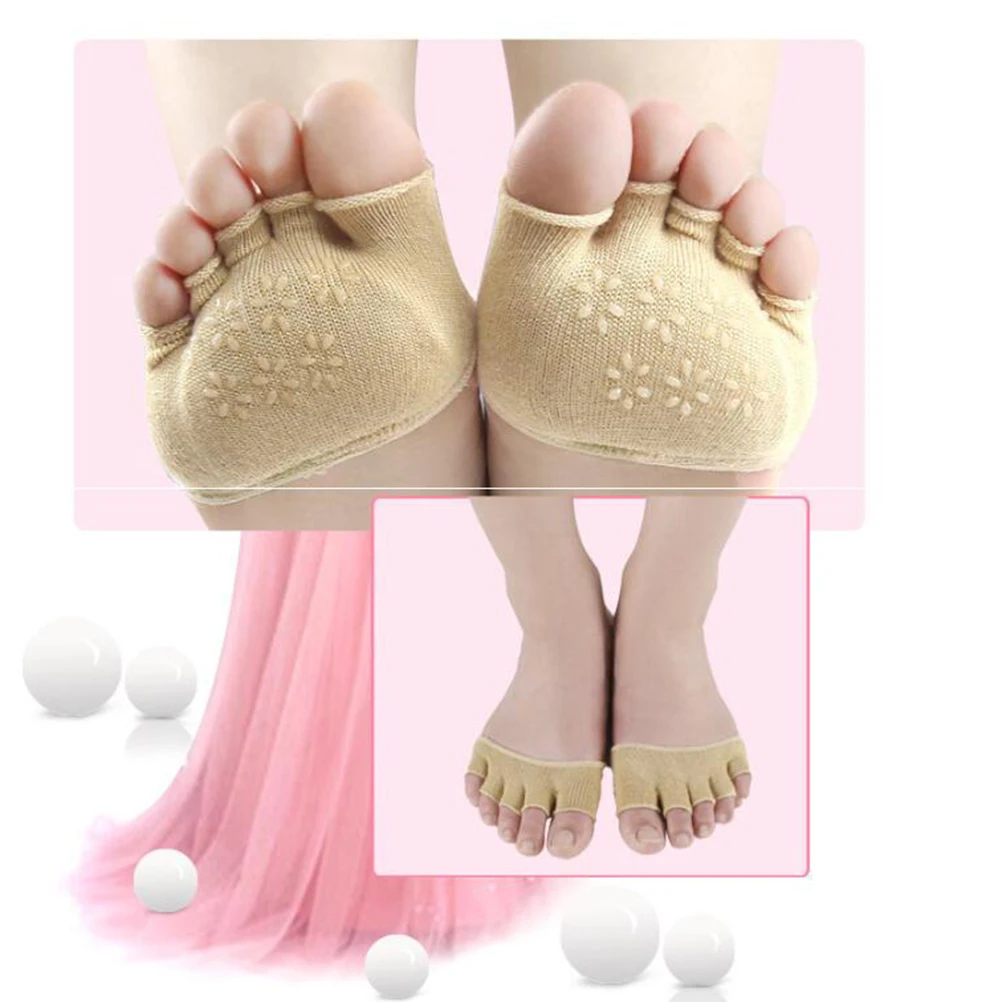 

Sweat absorbent Half Socks Five Toe Open Breathable Forefoot Pads Peep Skin friendly Lightweight Cushioning Anti slip