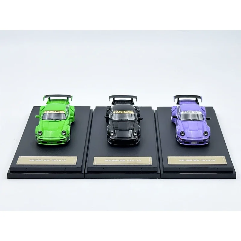 Modèle de voiture Star RWB 964 en verre vert néon moulé sous pression, Diorama, collection de jouets, 1:64