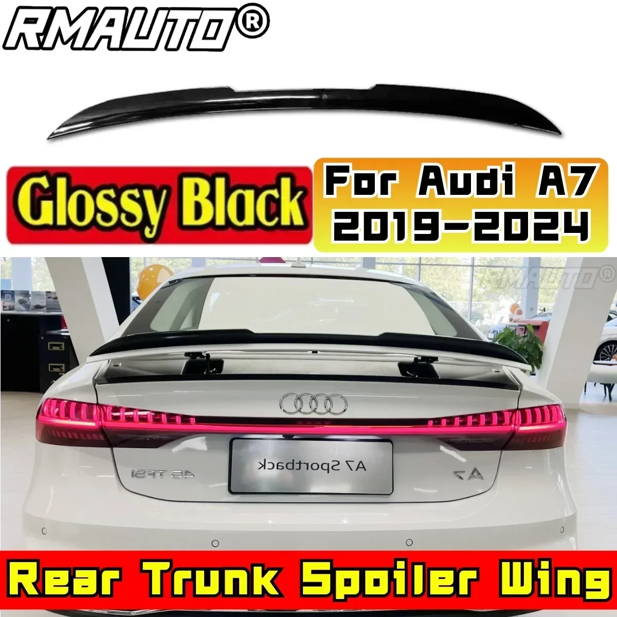 For Audi A7 S7 RS7 Sportback 2019 2020 2021 2022 2023 2024 Rear Spoiler Wing Body Kit Car Rear Trunk Spoiler Car Accessories