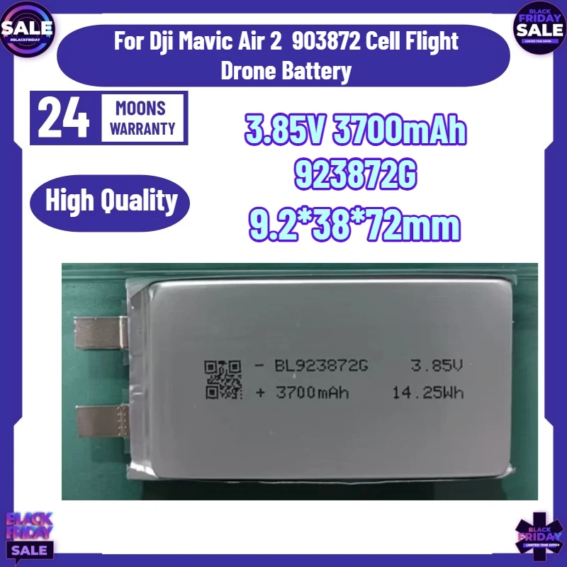 New High Quality 2S 923872 15C 3700mAh 3.85V Replaceable Battery for Dji Mavic Air 2  903872 Cell Flight Drone Battery