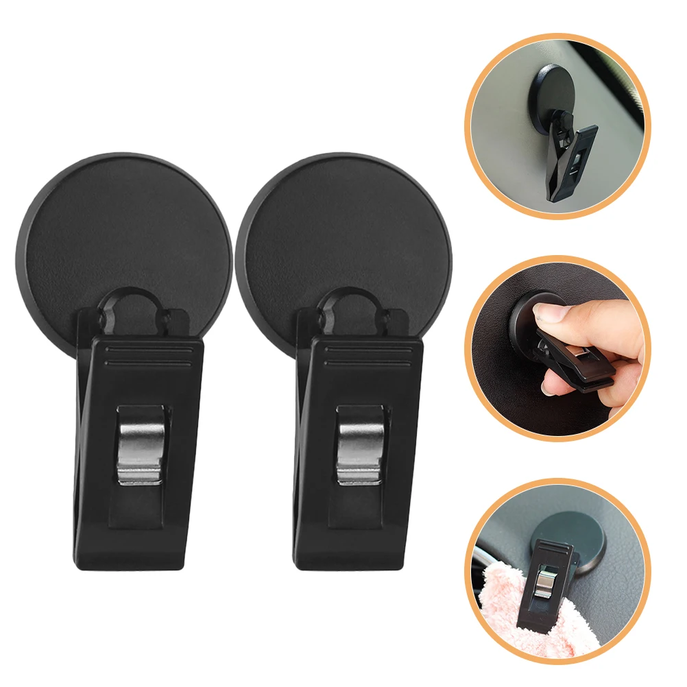 

4pcs Multifunctional Car Ticket Holder Clip for Cards Sunglasses Business Coin Seat Headrest Self-Adhesive Compact