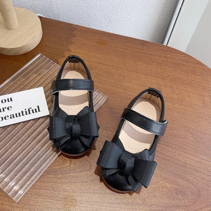 

Girl's Princess Shoes Bowtie Party Chic Autumn Kids Flat Shoe Non-slip Pu Leather Four Colors Toddler Children Mary Janes 21-30