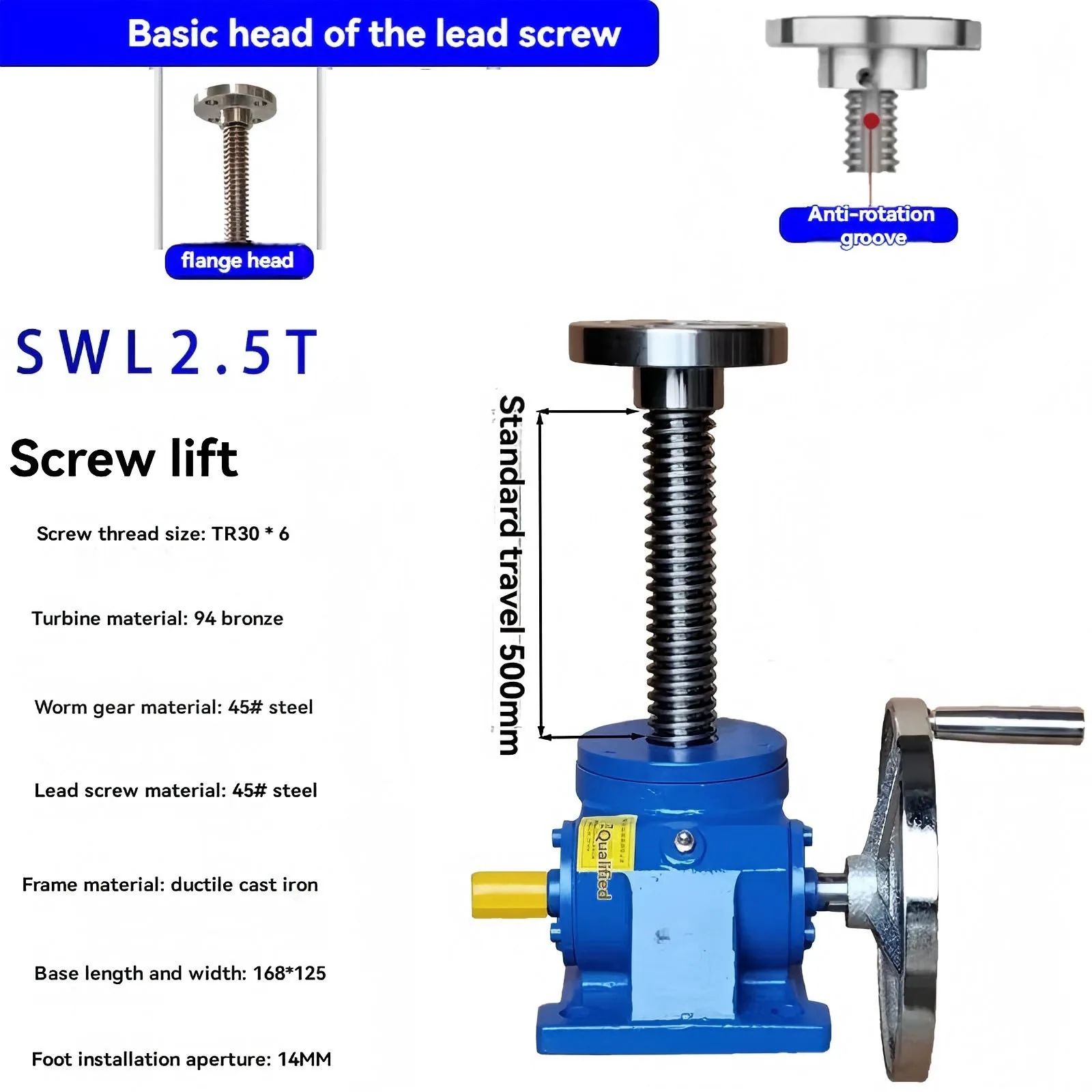 

1T 2.5T SWL screw lift hand crank electric turbine worm, screw, hoist turbine worm gear reducer