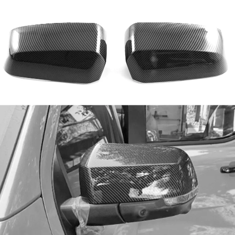 

For Ford Ranger T9 2023 2024 Rearview Side Mirror Cover Wing Cap Exterior Door Rear View Case Trim Carbon Fiber