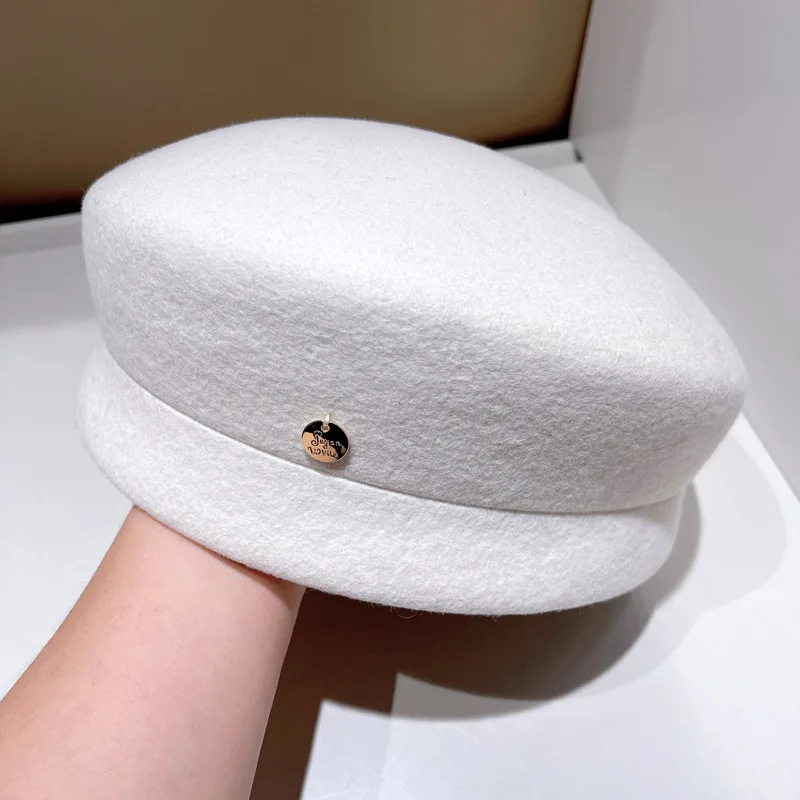 قبعة فادورا الموضة للمرأة 100% قبعة صوف للنساء شتاء شعبي لحفلات الزفاف وحفلات الكوكتيل قبعة مستديرة عالية الجودة فاتحة فام #5